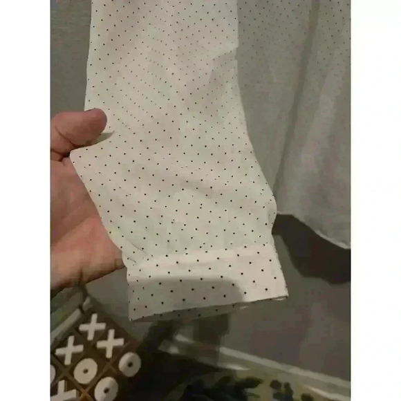 Ann Taylor Loft Women's M White Polka Dot Long Sleeve Blouse Crochet Trim - Picture 4 of 8